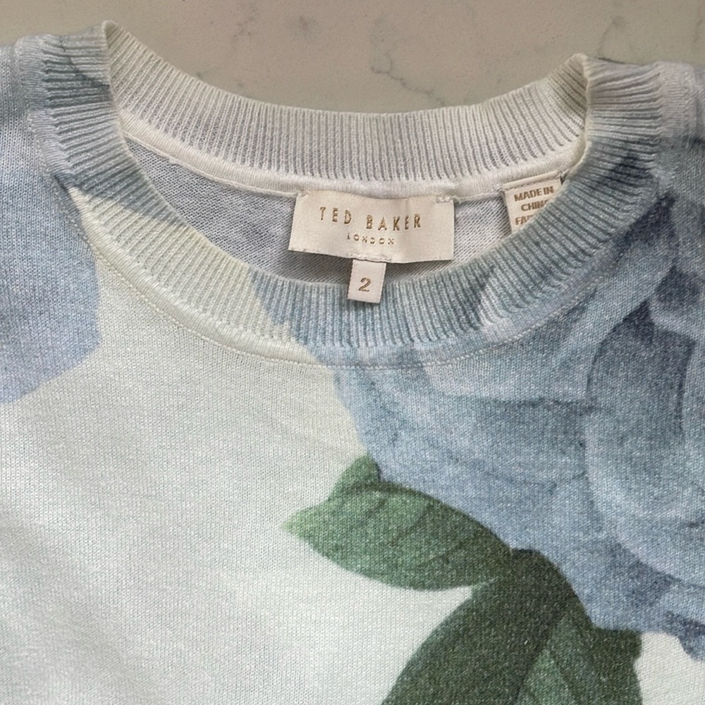 Ted Baker Blue and Green floral insect pullover sweater - Picture 2 of 16